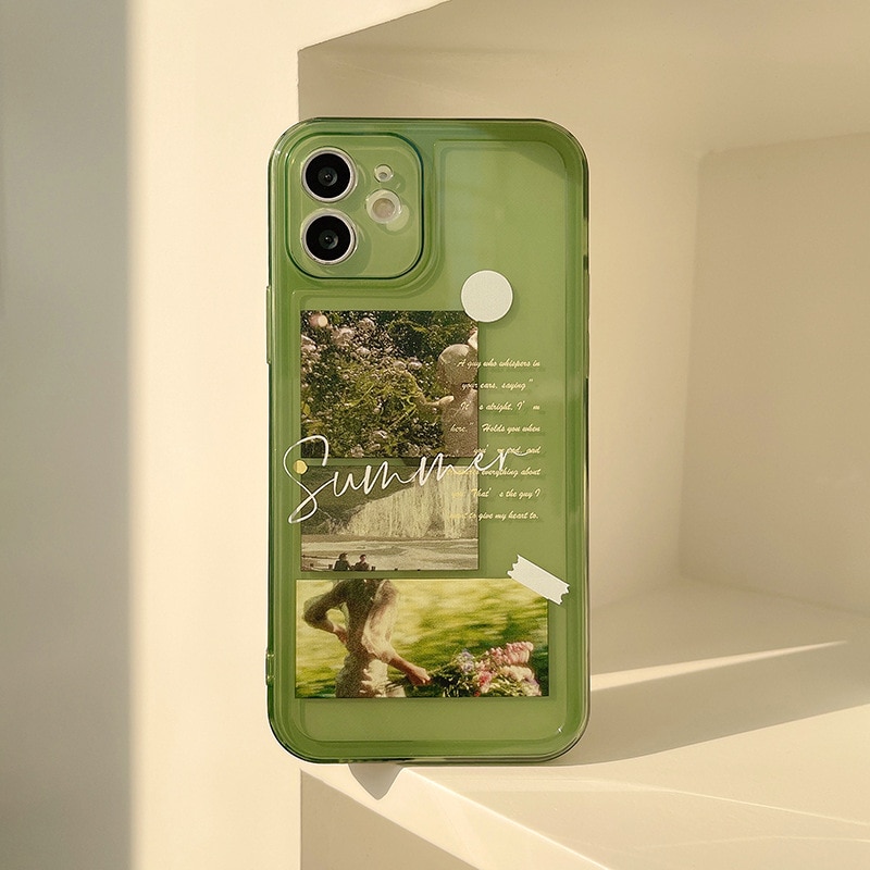 Arte Retro ilustración de Verano de la Etiqueta de la caja del Teléfono Para el iPhone 12 11 Pro Max X Xs Max Xr 7 8 Plus SE 2020 Casos Claros Suave de TPU Cubierta